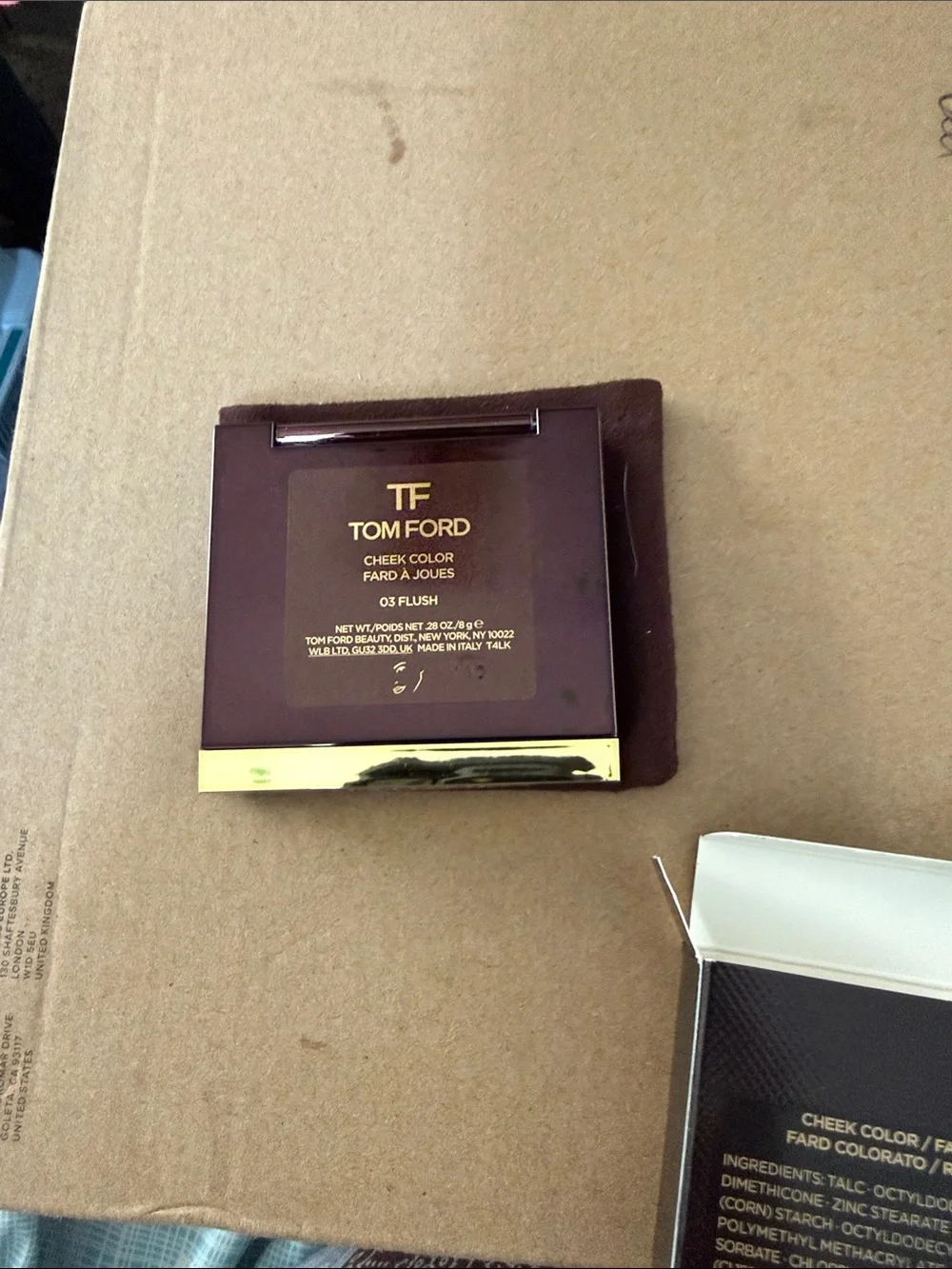 Tom Ford Brown Compact Case with Gold Accent